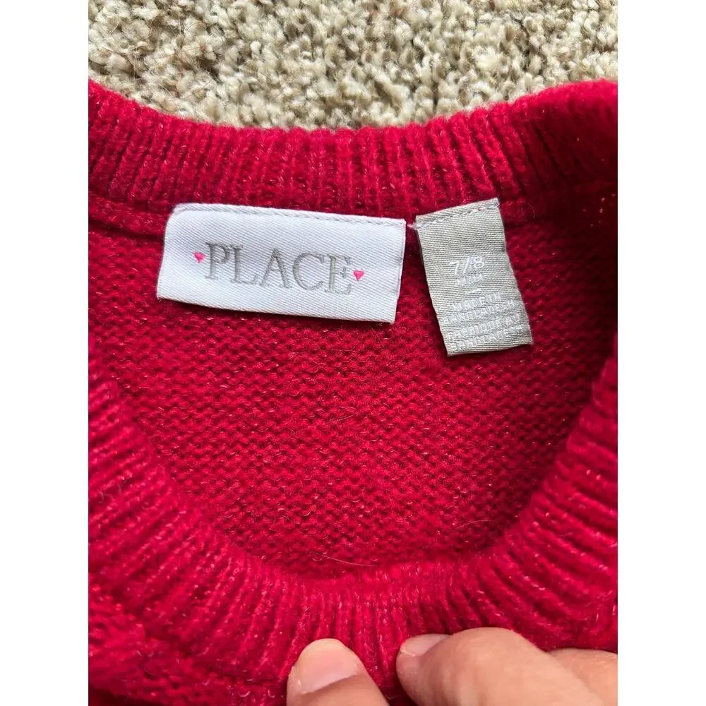 Children's Place Long Sleeve Red Sweater Dress, Size 7/8